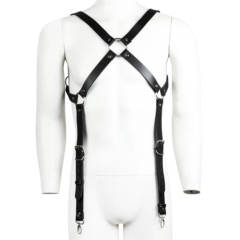 BDSM Gay Sexual Chest Harness Belt Adjustable Fetish Men Leather Tops Body Bondage Harness Suspenders Nightclub Rave Gay Clothes