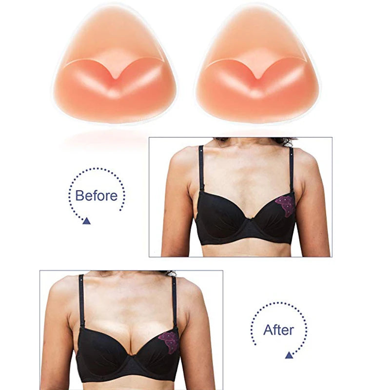 CXZD 1 Pair Silicone Triangle Bikini Swimsuit Bra Removable Bikini Bra Insert Silicone Pads Enhancer Swimsuit Push-up HOT