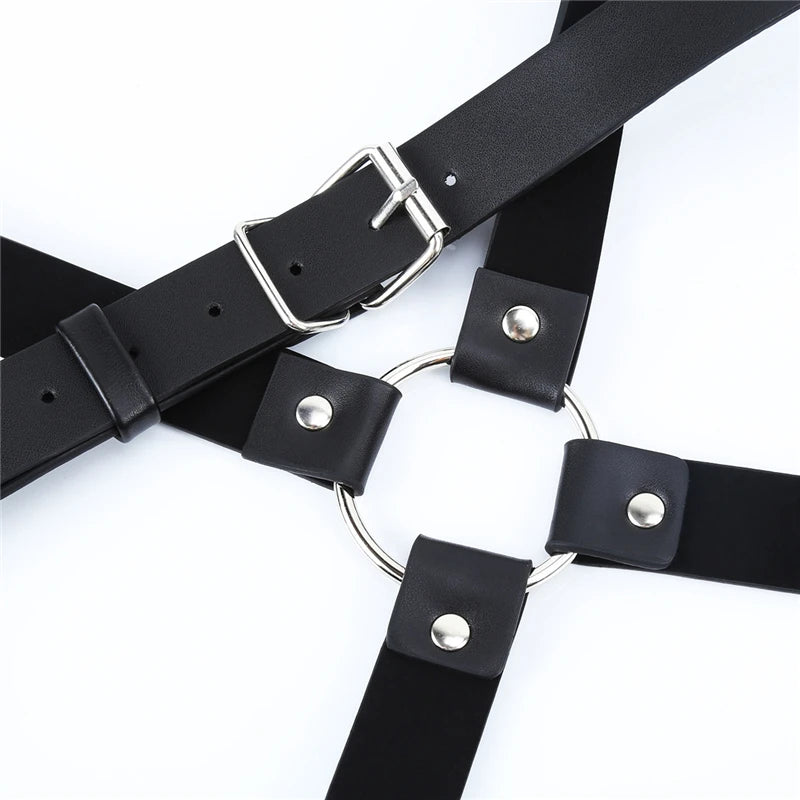 BDSM Gay Sexual Chest Harness Belt Adjustable Fetish Men Leather Tops Body Bondage Harness Suspenders Nightclub Rave Gay Clothes