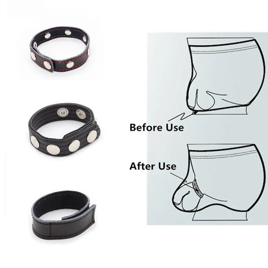 Male Delayed Ejaculation Cock Ring Fetish Leather Penis Attachment Sex Toys for Men Gay Penis Bondage Chastity Belts Penis Rings
