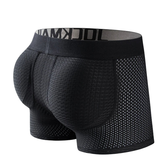 JOCKMAIL Mens Underwear Boxer Mesh Mens Padded Underwear with Hip Pads Men's Boxers Butt Padded Elastic Truncks Enhancement