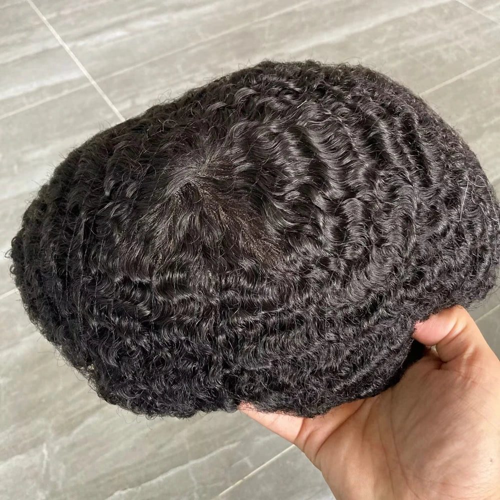 Breathable Mono Lace Top Human Hair Black Men's Hairstyle Cheap Toupee for Afro Men Hairloss Solution Prosthesis Hairpiece Unit